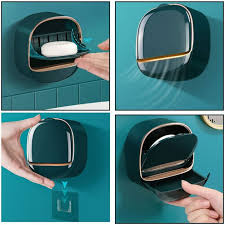 Wall Mounted Soap Holder With Drain Tray | Stylish Soap Dish Holder Waterproof For Kitchen and Bathroom (Random color)