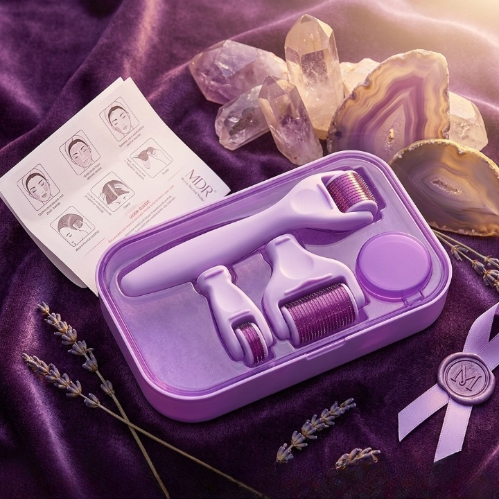 Derma Roller 4 in 1 System For Anti Aging Skin Regeneration And Collagen Stimulation Therapy