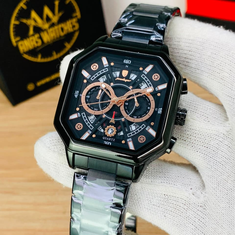 Poedagar Original Chronograph Watch for Men – Stainless Steel Quartz Wrist Watch with Date Display, Water Resistant &amp; Gift Box