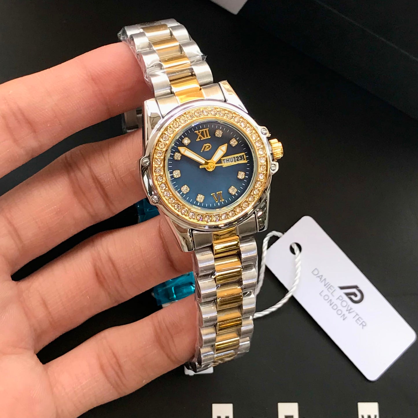 Daniel Powter Original Women's Watch – Elegant Stone Bezel Edition