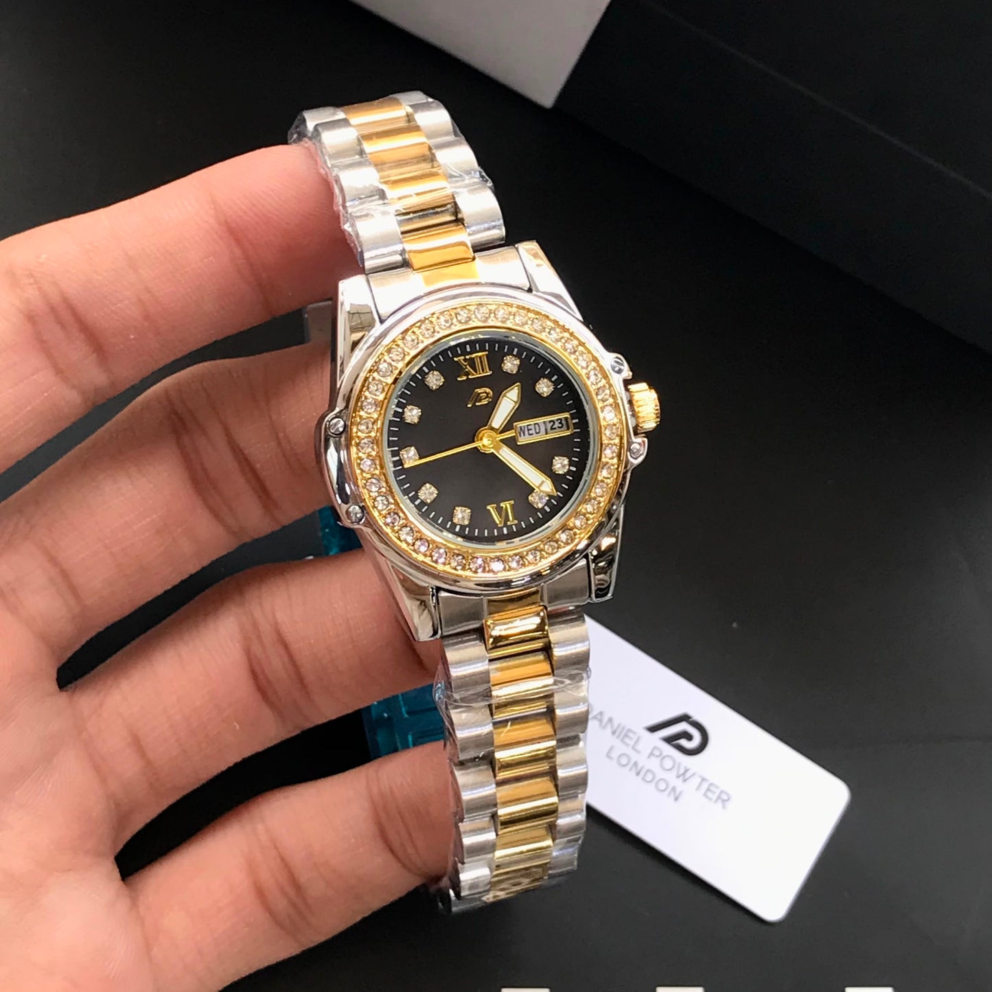 Daniel Powter Original Women's Watch – Elegant Stone Bezel Edition