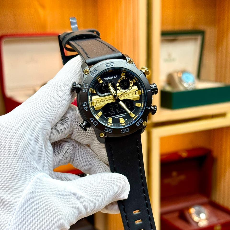 TUBULAR Original Analogue Digital Watch for Men – Leather Strap Edition