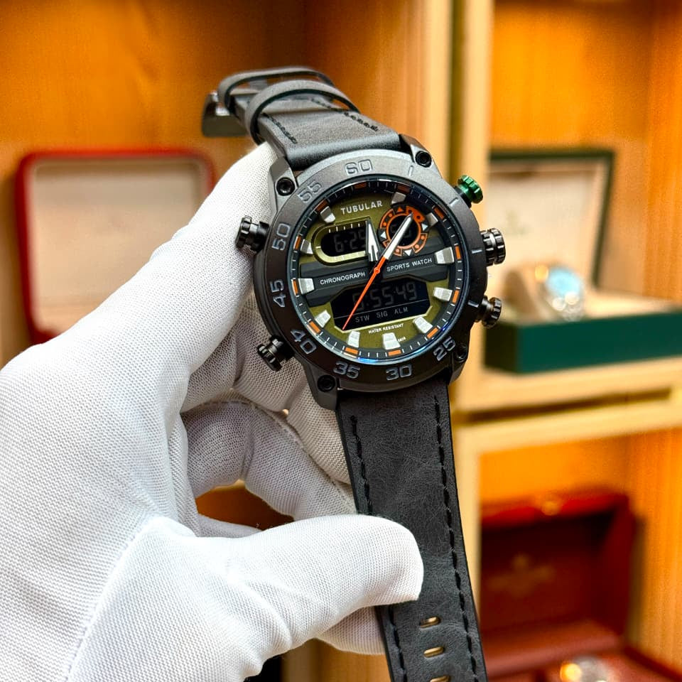 TUBULAR Original Analogue Digital Watch for Men – Leather Strap Edition