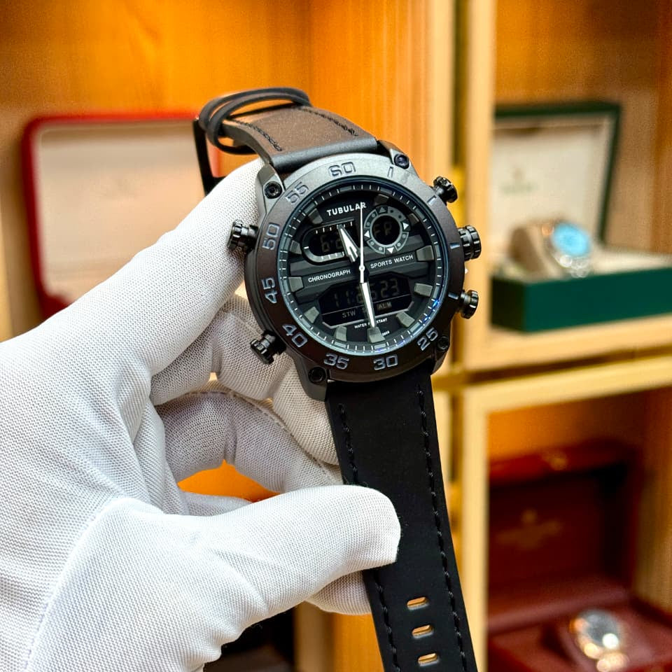 TUBULAR Original Analogue Digital Watch for Men – Leather Strap Edition