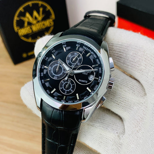 Tissot Chronograph Men's Watch – Black Dial & Premium Leather Strap