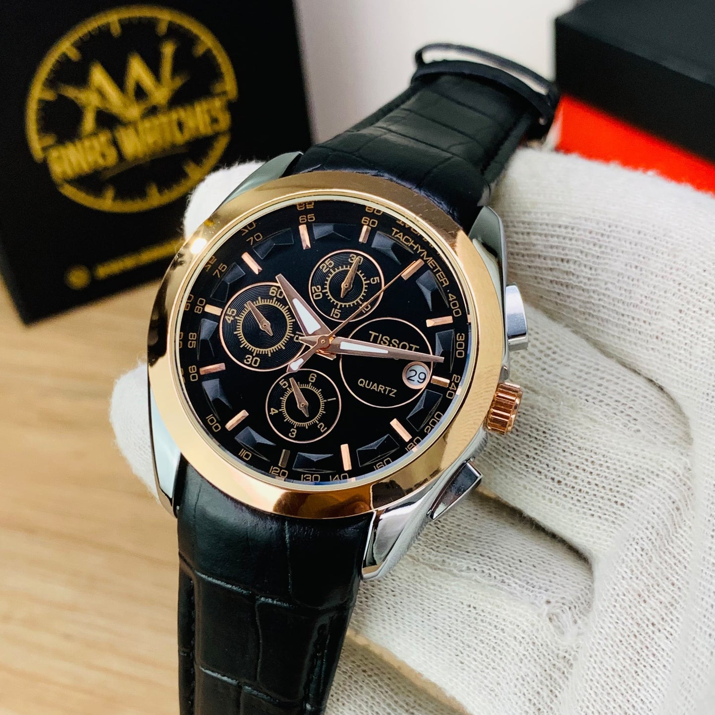 Tissot Chronograph Men's Watch – Black Dial & Premium Leather Strap