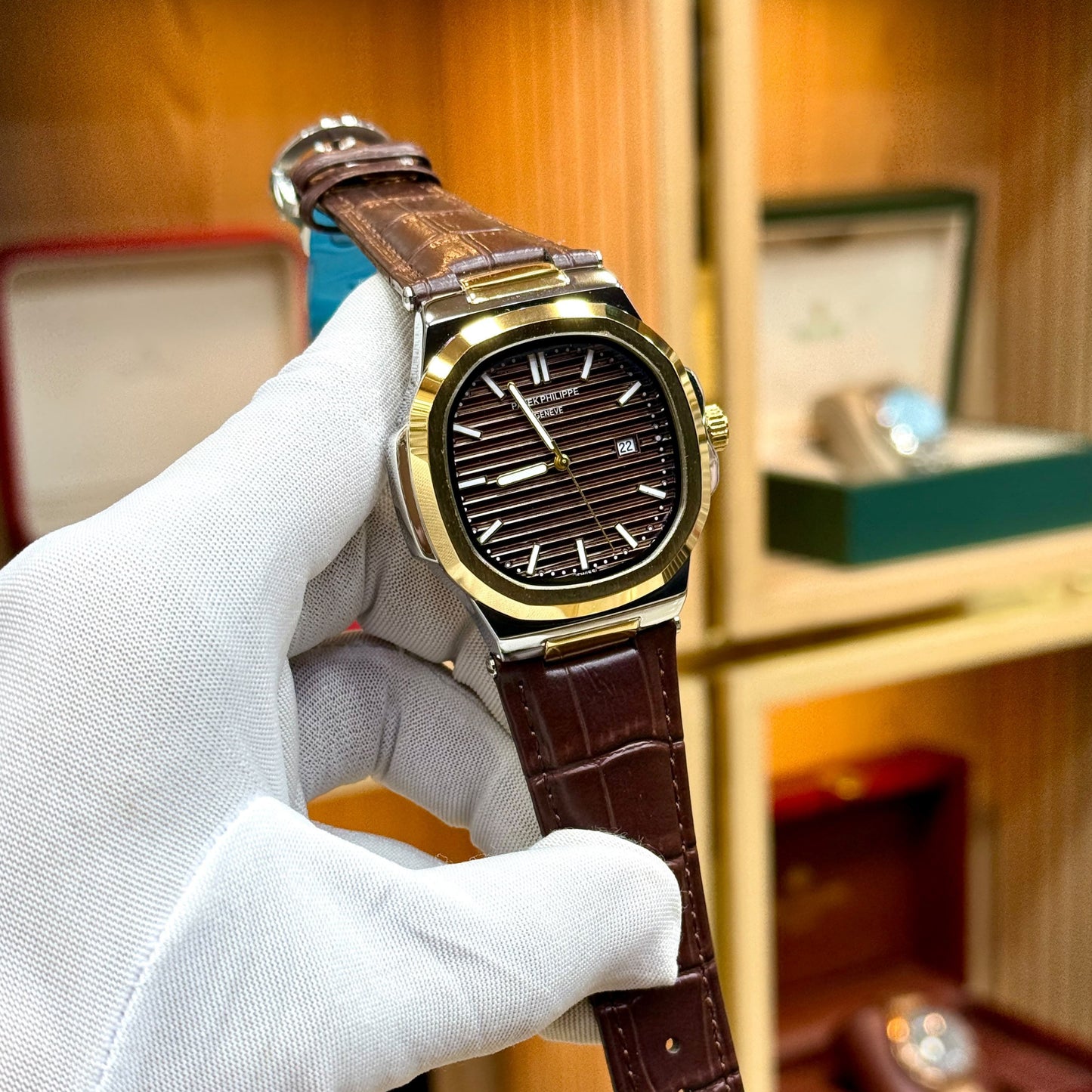 Luxury Blue Dial Men's Watch with Genuine Leather Strap