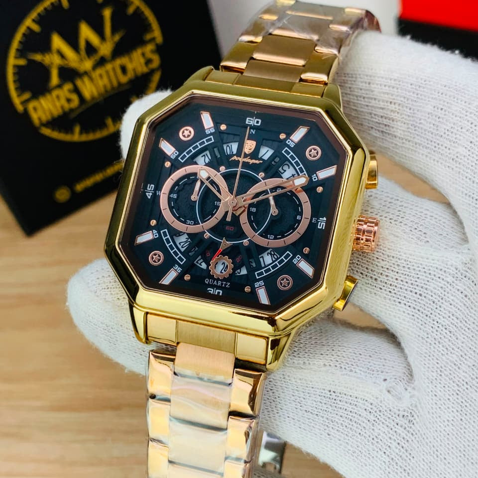 Poedagar Original Chronograph Watch for Men – Stainless Steel Quartz Wrist Watch with Date Display, Water Resistant &amp; Gift Box