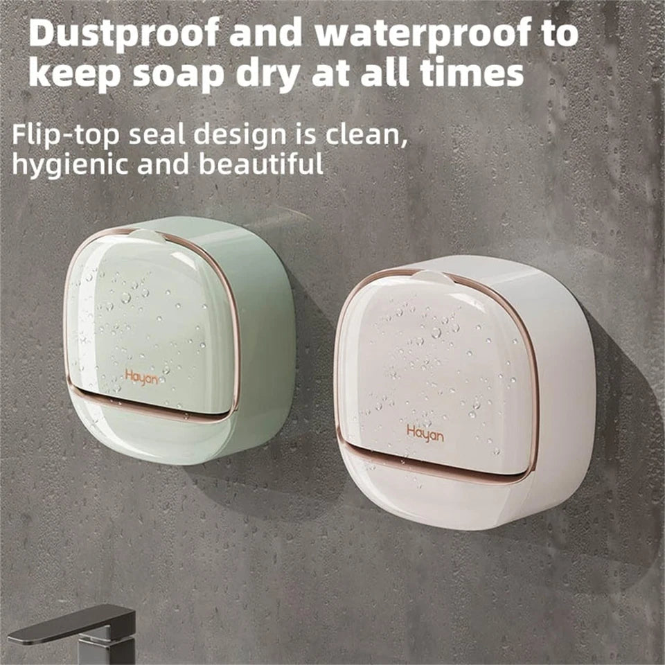 Wall Mounted Soap Holder With Drain Tray | Stylish Soap Dish Holder Waterproof For Kitchen and Bathroom (Random color)
