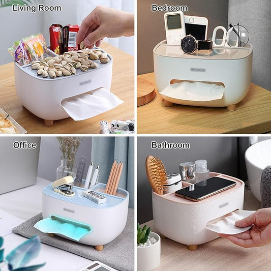 Ecoco Tissue Box with Multifunctional Storage Drawer