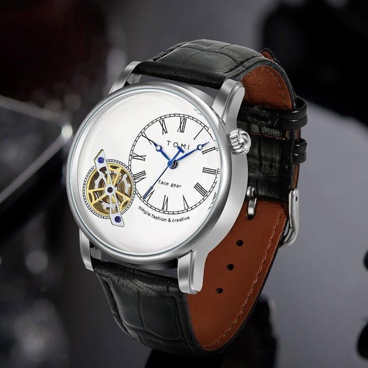Tomi Premium Men's Leather Strap Analog Wrist Watch – Luxury Design Random colours