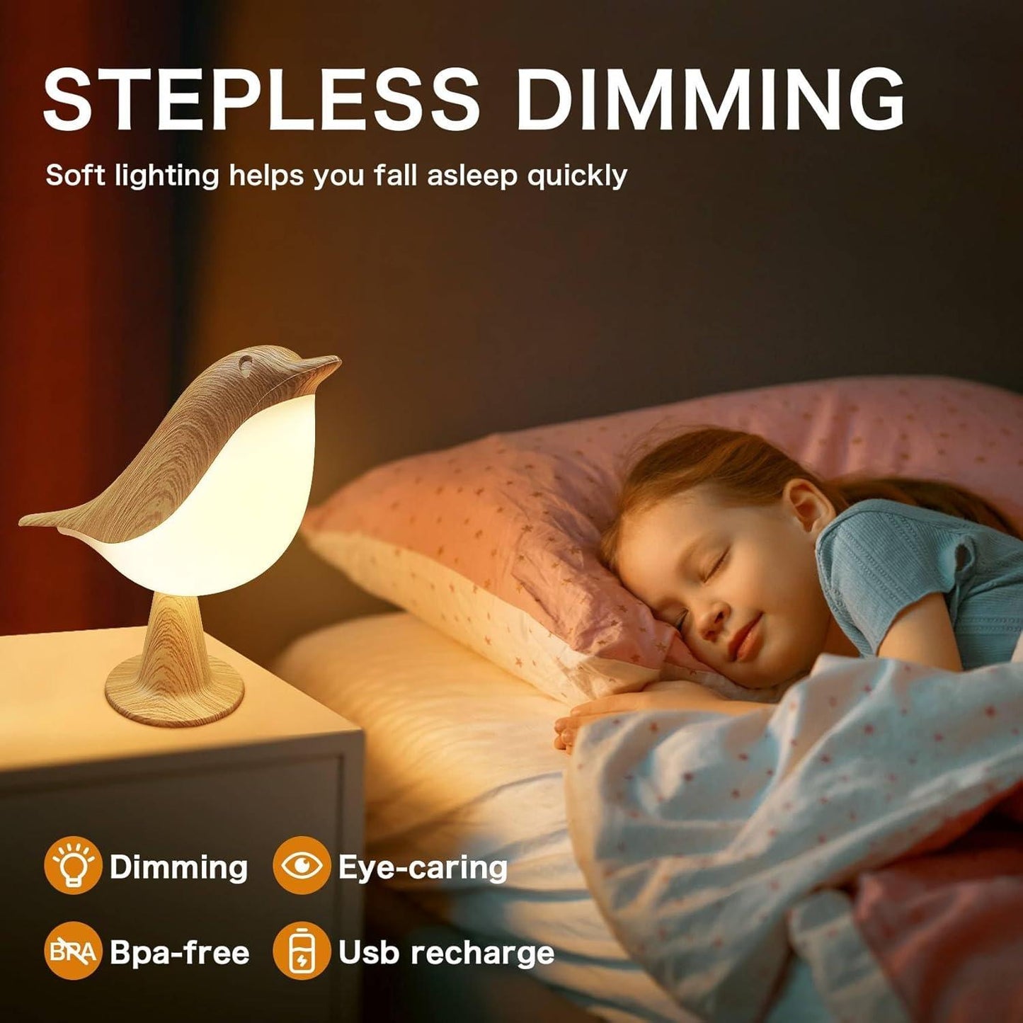 Bird Cordless Rechargeable Desk Lamp with Touch Control & 3 Light Modes