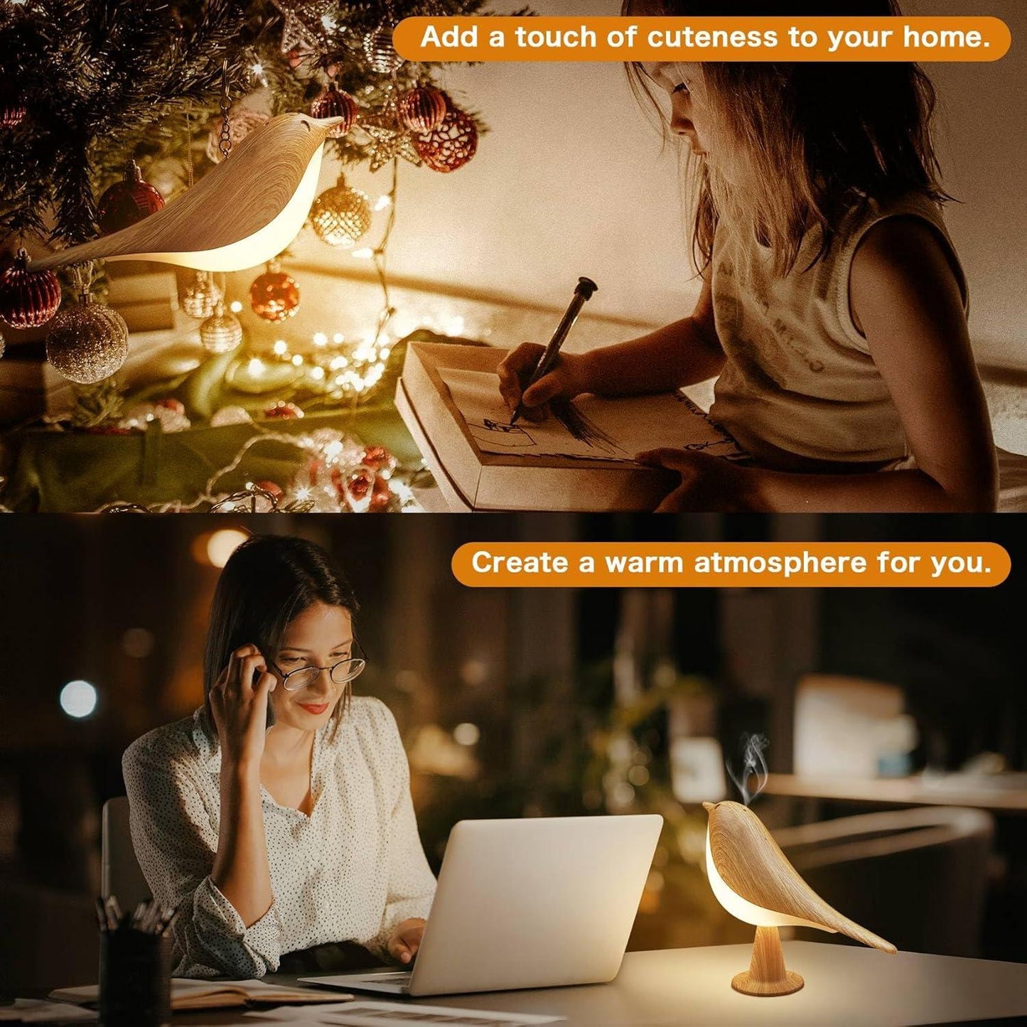 Bird Cordless Rechargeable Desk Lamp with Touch Control & 3 Light Modes