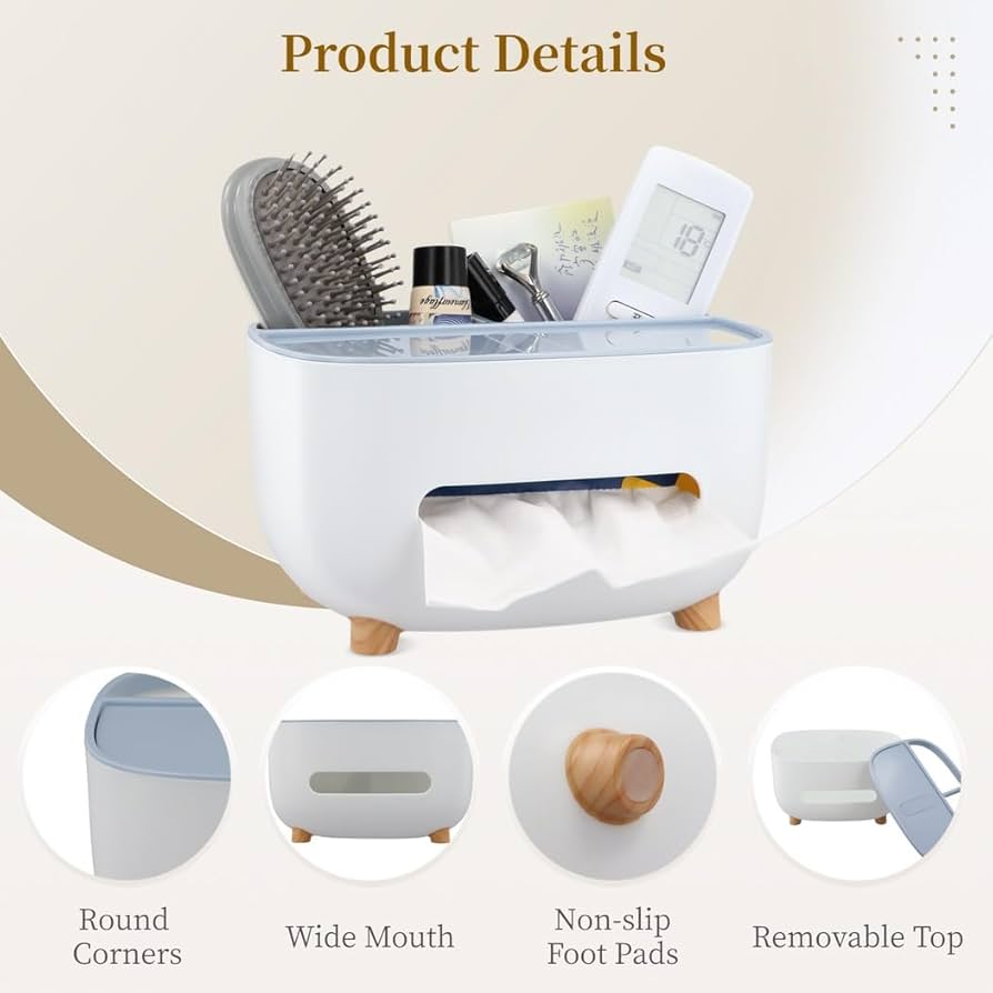 Ecoco Tissue Box with Multifunctional Storage Drawer