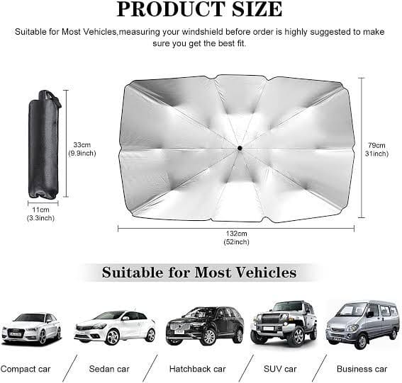 Car Windshield Sun Shade Umbrella – Foldable UV Protection Sunshield for All Cars