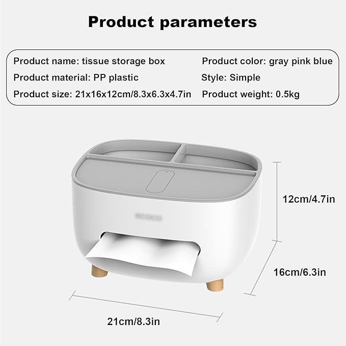 Ecoco Tissue Box with Multifunctional Storage Drawer
