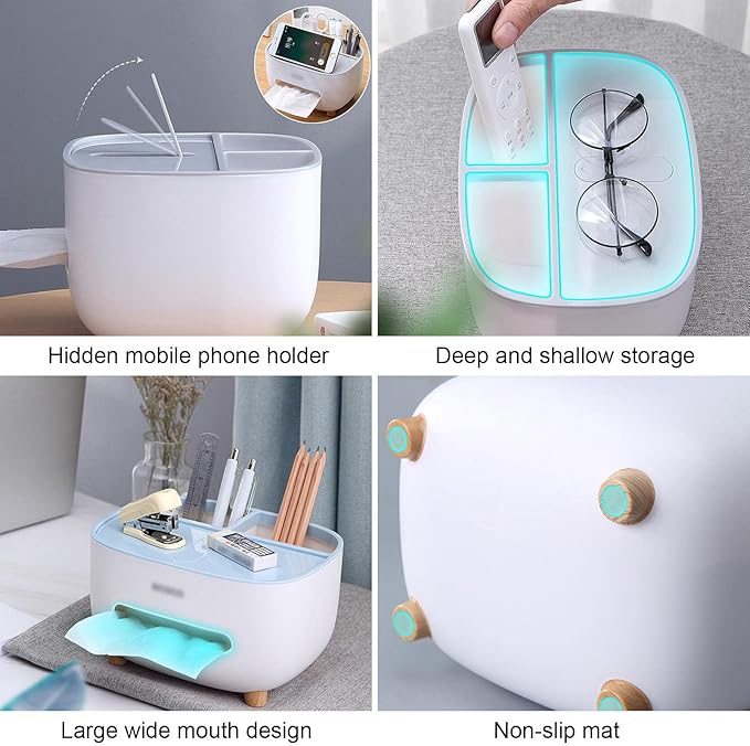 Ecoco Tissue Box with Multifunctional Storage Drawer